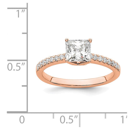 True Origin 14K Rose Gold 1/6 carat Lab Grown Diamond VS+ F+ Semi-Mount Princess Engagement Ring