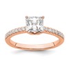 True Origin 14K Rose Gold 1/6 carat Lab Grown Diamond VS+ F+ Semi-Mount Princess Engagement Ring