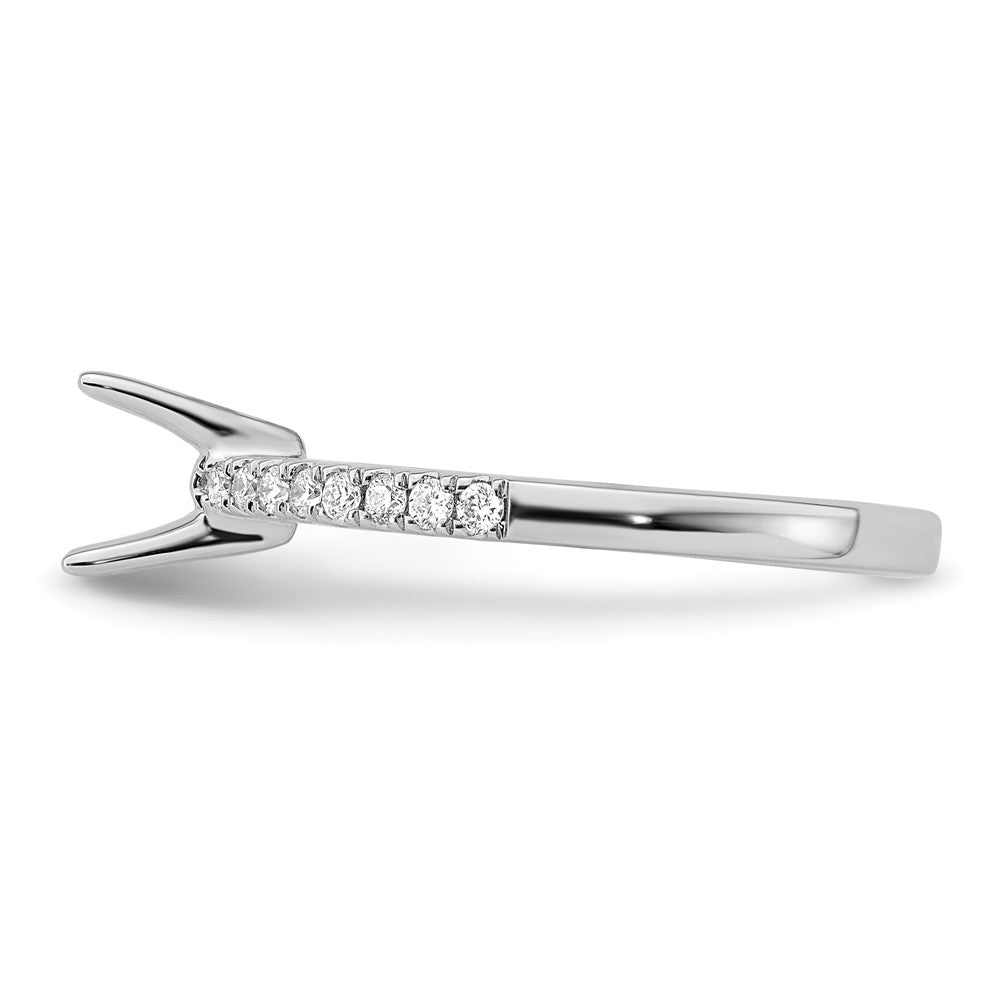 14K White Gold (Holds 3/4 carat (5.00mm) Princess Center) 1/6 carat Diamond Semi-Mount Engagement Ring