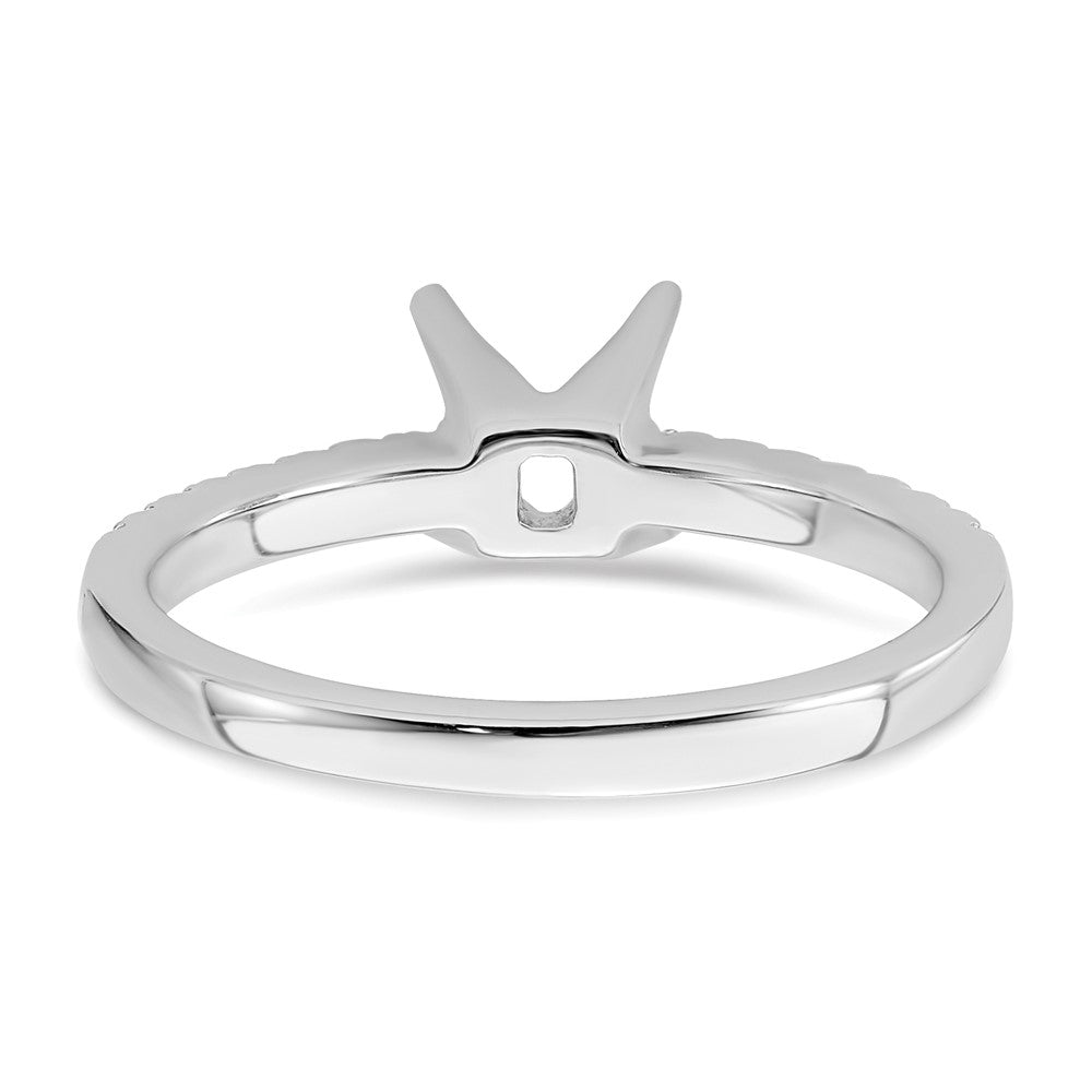 14K White Gold (Holds 3/4 carat (5.00mm) Princess Center) 1/6 carat Diamond Semi-Mount Engagement Ring