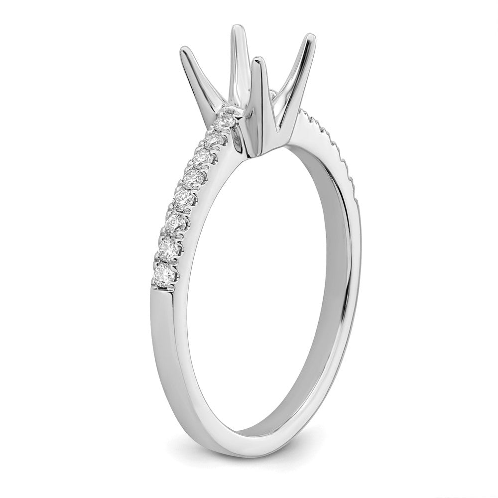 14K White Gold (Holds 3/4 carat (5.00mm) Princess Center) 1/6 carat Diamond Semi-Mount Engagement Ring