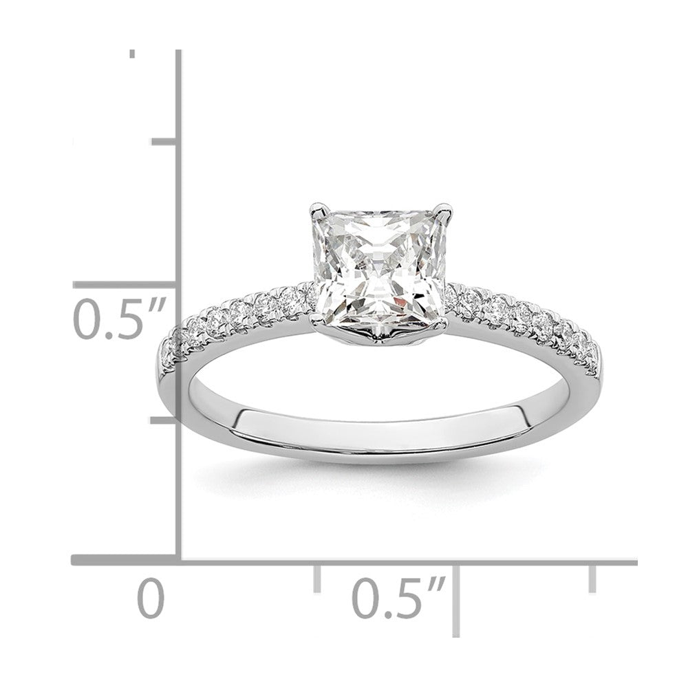 14k White Gold 1/6 carat Lab Grown Diamond VS/SI+ G+ Princess 3/4 carat center Semi Mount Engagement Ring
