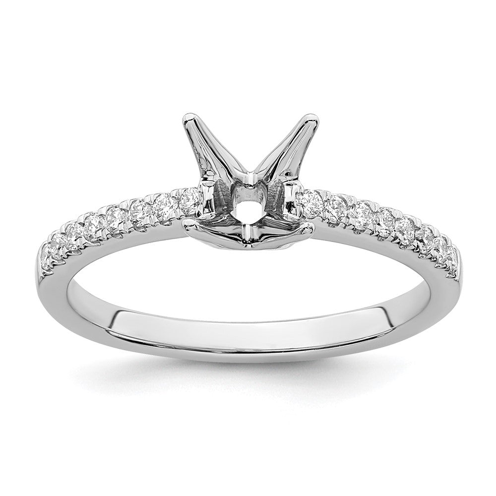 14K White Gold (Holds 3/4 carat (5.00mm) Princess Center) 1/6 carat Diamond Semi-Mount Engagement Ring