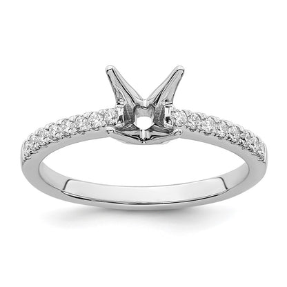 14K White Gold (Holds 3/4 carat (5.00mm) Princess Center) 1/6 carat Diamond Semi-Mount Engagement Ring