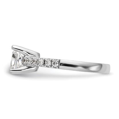 14k White Gold 1/5 carat Lab Grown Diamond VS/SI+ G+ Princess 1 carat center Semi Mount Engagement Ring