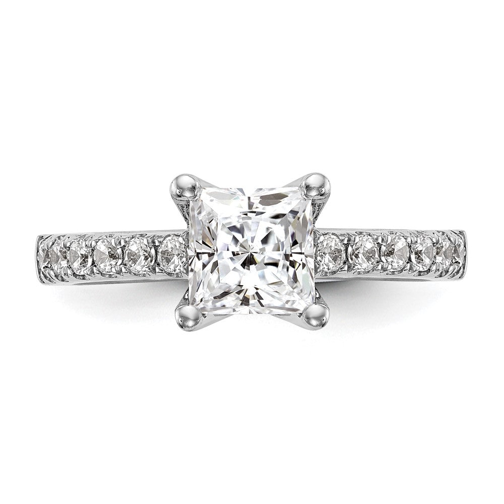 14k White Gold 1/5 carat Lab Grown Diamond VS/SI+ G+ Princess 1 carat center Semi Mount Engagement Ring