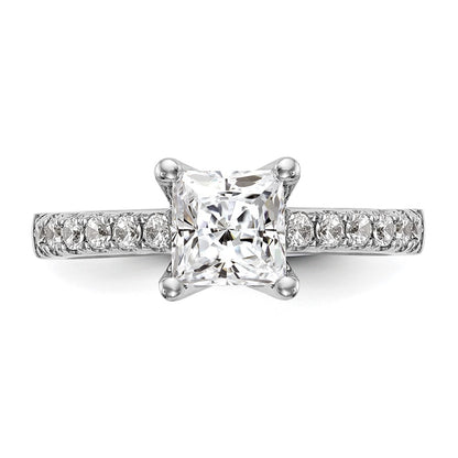 14k White Gold 1/5 carat Lab Grown Diamond VS/SI+ G+ Princess 1 carat center Semi Mount Engagement Ring