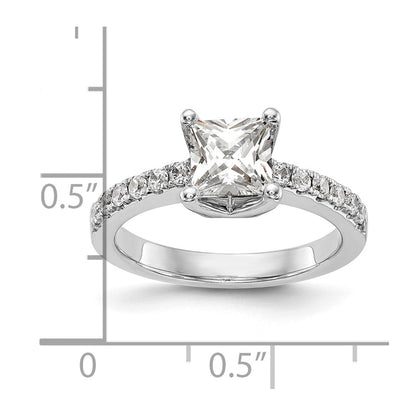14k White Gold 1/5 carat Lab Grown Diamond VS/SI+ G+ Princess 1 carat center Semi Mount Engagement Ring