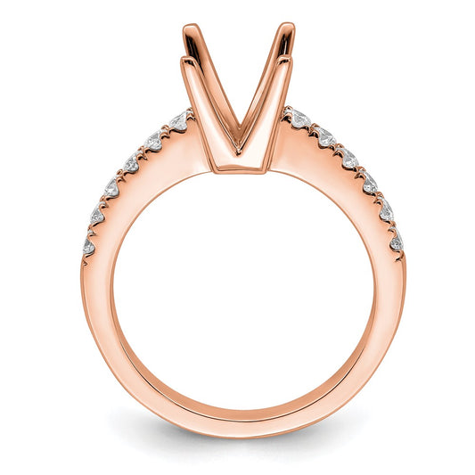 True Origin 14K Rose Gold 3/8 carat Lab Grown Diamond VS+ F+ Semi-Mount Princess Engagement Ring