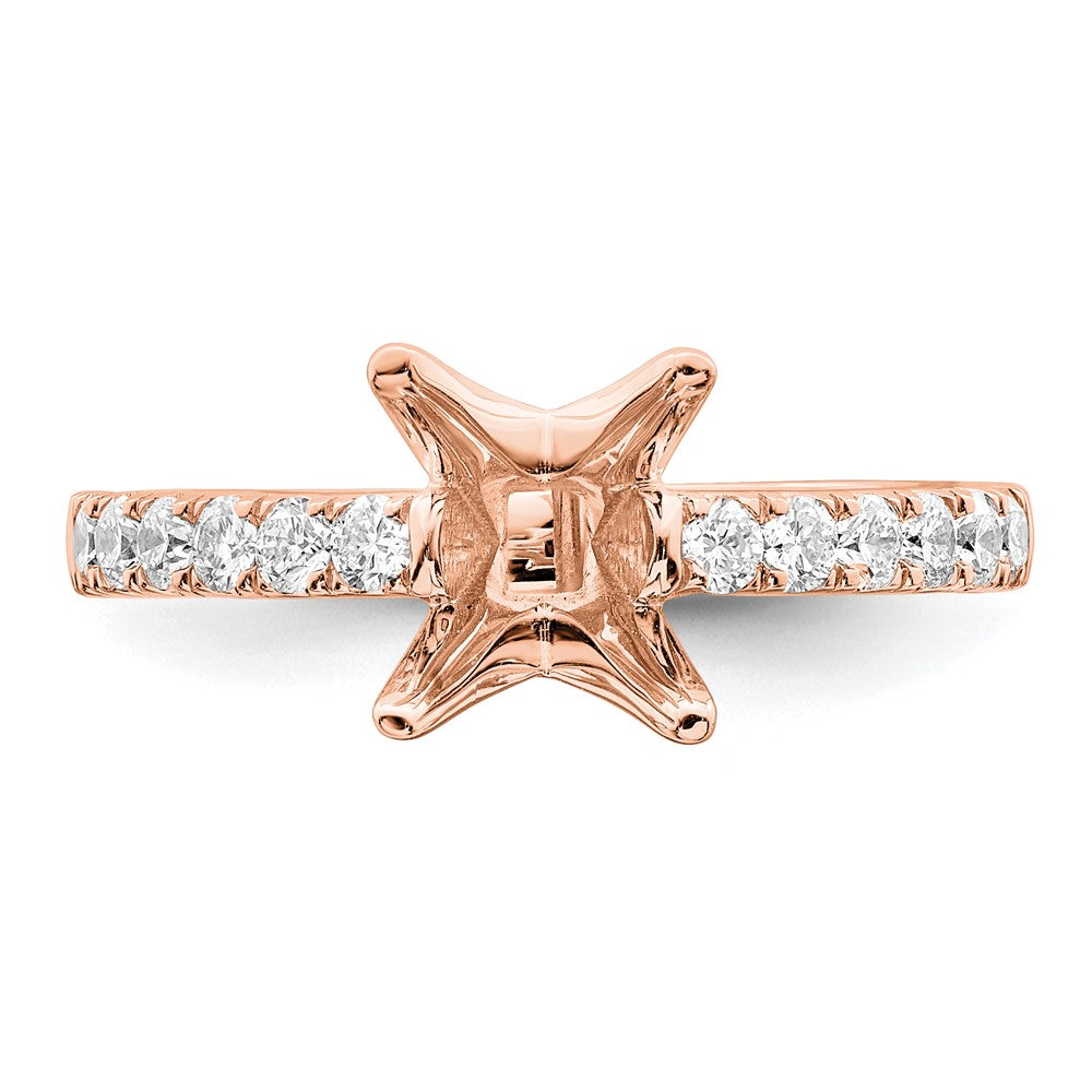 True Origin 14K Rose Gold 3/8 carat Lab Grown Diamond VS  D E F  Semi Mount Princess Engagement Ring