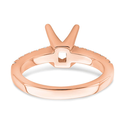 True Origin 14K Rose Gold 3/8 carat Lab Grown Diamond VS+ F+ Semi-Mount Princess Engagement Ring
