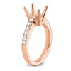 True Origin 14K Rose Gold 3/8 carat Lab Grown Diamond VS  D E F  Semi Mount Princess Engagement Ring