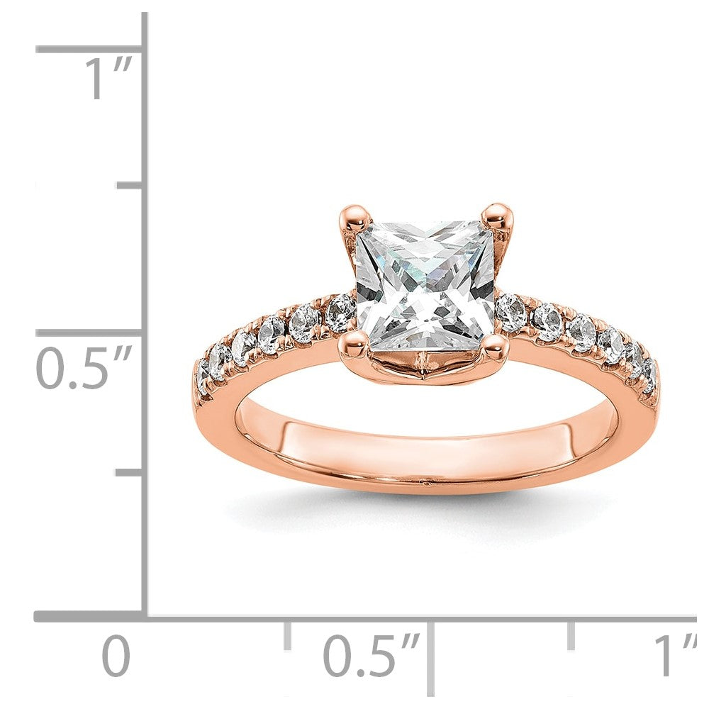 True Origin 14K Rose Gold 3/8 carat Lab Grown Diamond VS  D E F  Semi Mount Princess Engagement Ring