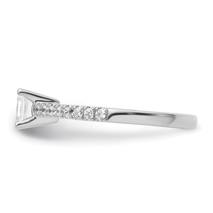 True Origin 14K White Gold 1/5 carat Lab Grown Diamond VS+ F+ Semi-Mount Emerald Engagement Ring