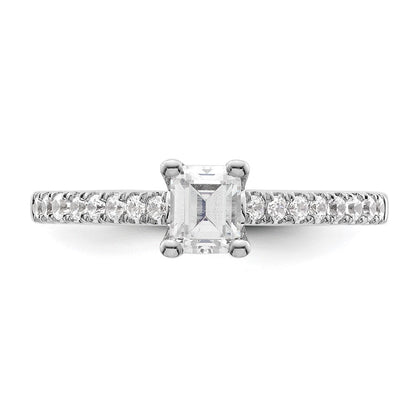 True Origin 14K White Gold 1/5 carat Lab Grown Diamond VS+ F+ Semi-Mount Emerald Engagement Ring
