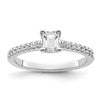 True Origin 14K White Gold 1/5 carat Lab Grown Diamond VS+ F+ Semi-Mount Emerald Engagement Ring