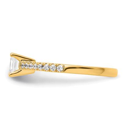 True Origin 14K Yellow Gold 1/5 carat Lab Grown Diamond VS+ F+ Semi-Mount Emerald Engagement Ring