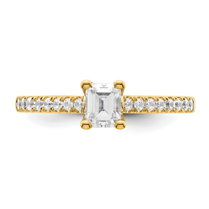 True Origin 14K Yellow Gold 1/5 carat Lab Grown Diamond VS+ F+ Semi-Mount Emerald Engagement Ring