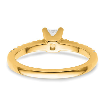 True Origin 14K Yellow Gold 1/5 carat Lab Grown Diamond VS+ F+ Semi-Mount Emerald Engagement Ring