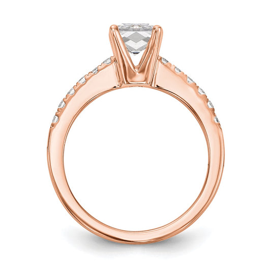 True Origin 14K Rose Gold 1/3 carat Lab Grown Diamond VS+ F+ Semi-Mount Emerald Engagement Ring