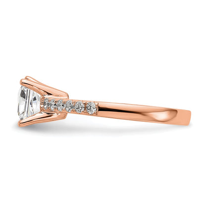 True Origin 14K Rose Gold 1/3 carat Lab Grown Diamond VS+ F+ Semi-Mount Emerald Engagement Ring