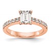 True Origin 14K Rose Gold 1/3 carat Lab Grown Diamond VS+ F+ Semi-Mount Emerald Engagement Ring