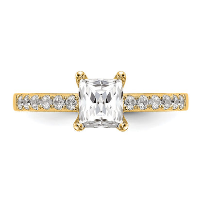 True Origin 14K Yellow Gold 1/3 carat Lab Grown Diamond VS+ F+ Semi-Mount Emerald Engagement Ring