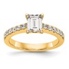 True Origin 14K Yellow Gold 1/3 carat Lab Grown Diamond VS+ F+ Semi-Mount Emerald Engagement Ring