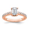 True Origin 14K Rose Gold 3/8 carat Lab Grown Diamond VS+ F+ Semi-Mount Emerald Engagement Ring