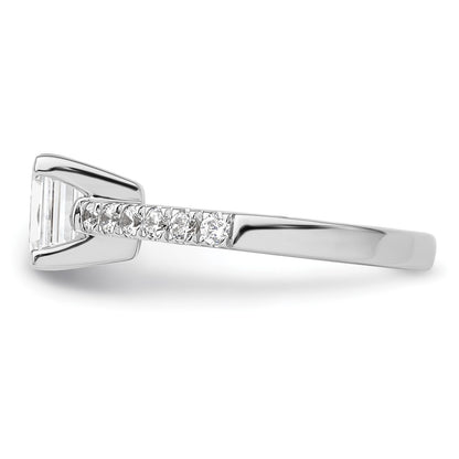 True Origin 14K White Gold 3/8 carat Lab Grown Diamond VS+ F+ Semi-Mount Emerald Engagement Ring