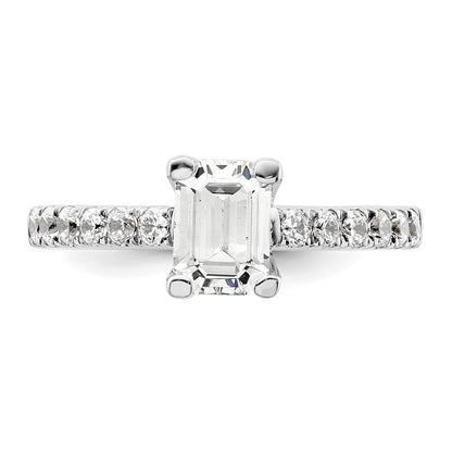 True Origin 14K White Gold 3/8 carat Lab Grown Diamond VS+ F+ Semi-Mount Emerald Engagement Ring