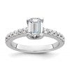 True Origin 14K White Gold 3/8 carat Lab Grown Diamond VS+ F+ Semi-Mount Emerald Engagement Ring