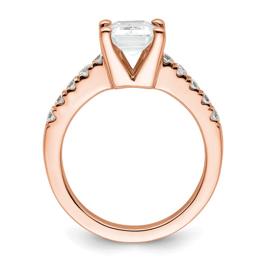 True Origin 14K Rose Gold 3/8 carat Lab Grown Diamond VS+ F+ Semi-Mount Emerald Engagement Ring