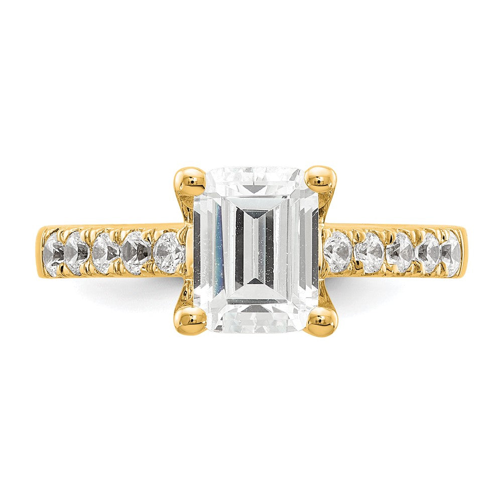 True Origin 14K Yellow Gold 3/8 carat Lab Grown Diamond VS+ F+ Semi-Mount Emerald Engagement Ring