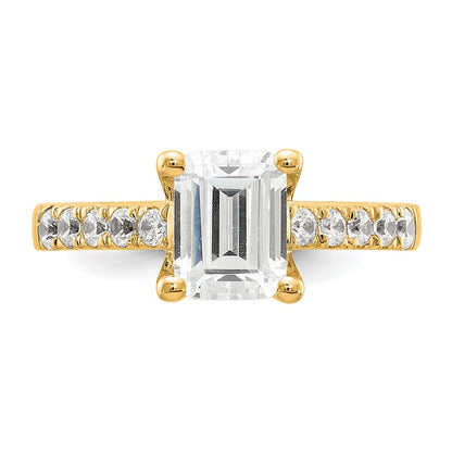 True Origin 14K Yellow Gold 3/8 carat Lab Grown Diamond VS+ F+ Semi-Mount Emerald Engagement Ring