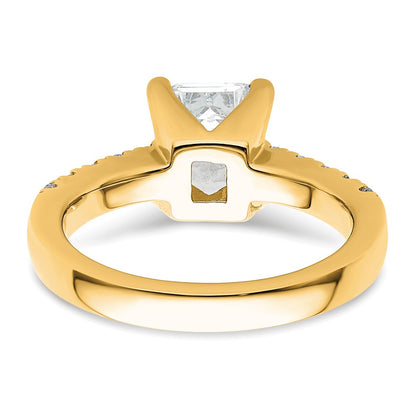 True Origin 14K Yellow Gold 3/8 carat Lab Grown Diamond VS+ F+ Semi-Mount Emerald Engagement Ring