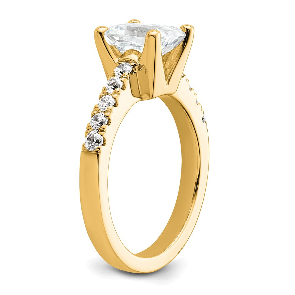 True Origin 14K Yellow Gold 3/8 carat Lab Grown Diamond VS+ F+ Semi-Mount Emerald Engagement Ring