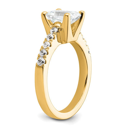 True Origin 14K Yellow Gold 3/8 carat Lab Grown Diamond VS+ F+ Semi-Mount Emerald Engagement Ring