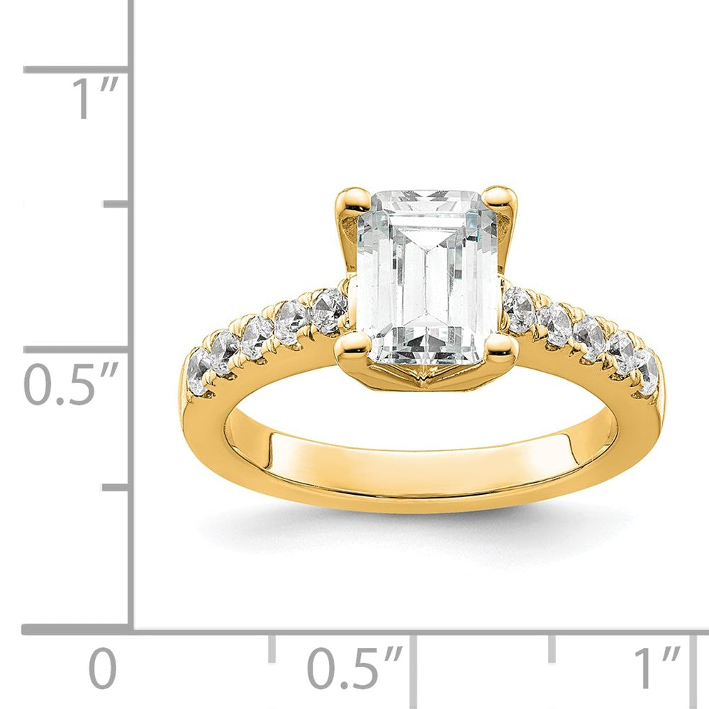 True Origin 14K Yellow Gold 3/8 carat Lab Grown Diamond VS+ F+ Semi-Mount Emerald Engagement Ring