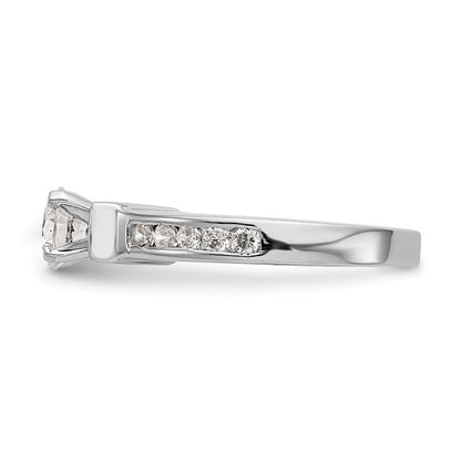 True Origin 14K White Gold 1/2 carat Lab Grown Diamond VS+ F+ Semi-Mount Peg Set Engagement Ring