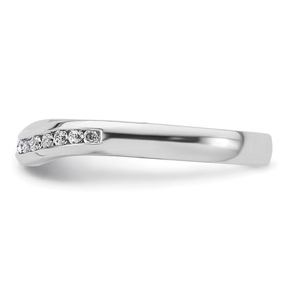 14k White Gold Channel-set 1/5 carat Diamond Contoured Complete Wedding Band
