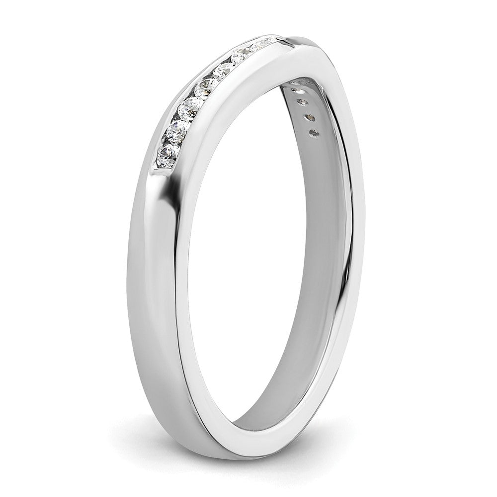 14k White Gold Channel-set 1/5 carat Diamond Contoured Complete Wedding Band