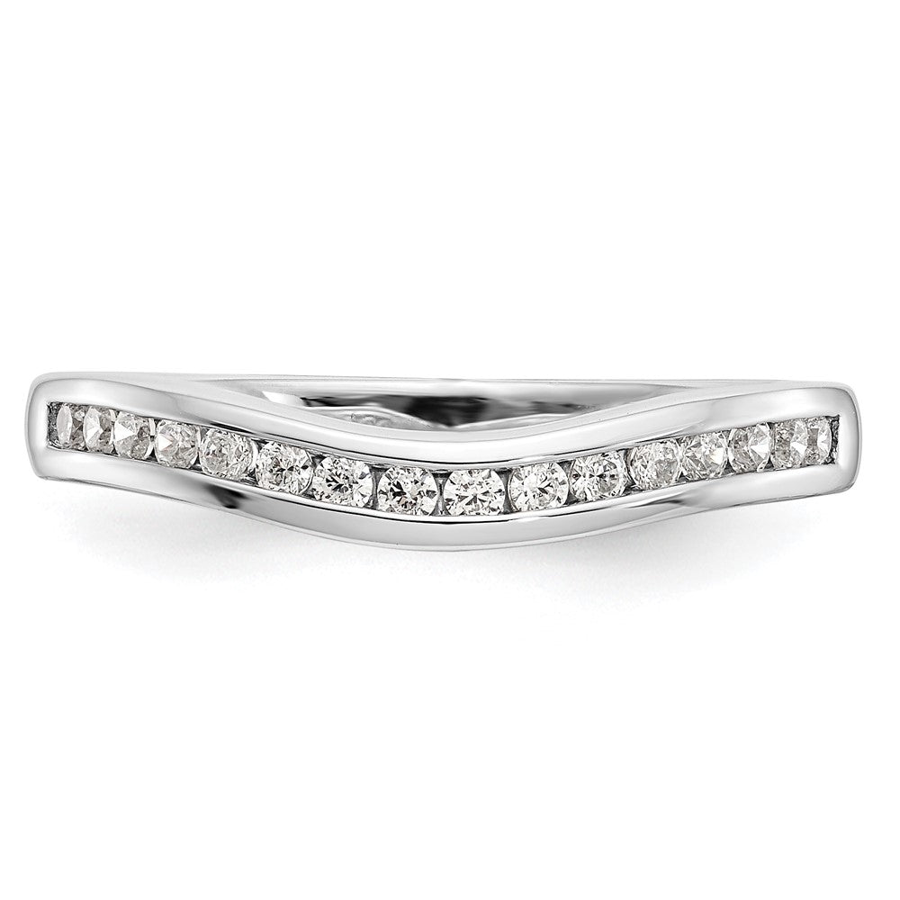 14k White Gold Channel-set 1/3 carat Diamond Contoured Complete Wedding Band