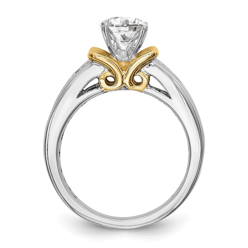 14k Two Tone 5/8 carat Lab Grown Diamond VS/SI+ G+ Semi Mount Peg Set Engagement Ring