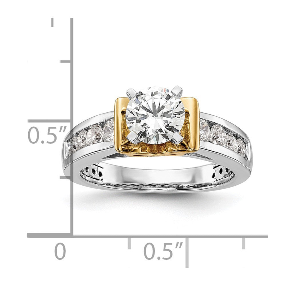 14k Two Tone 5/8 carat Lab Grown Diamond VS/SI+ G+ Semi Mount Peg Set Engagement Ring