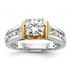 14k Two Tone 5/8 carat Lab Grown Diamond VS/SI+ G+ Semi Mount Peg Set Engagement Ring