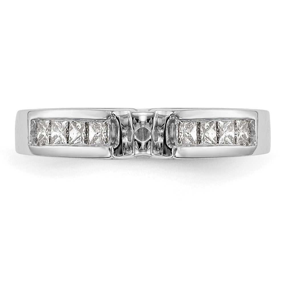 14K White Gold Peg Set 3/8 carat Channel-set Princess Diamond Semi-mount Engagement Ring