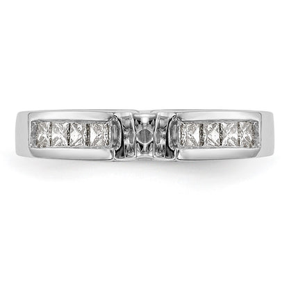 14K White Gold Peg Set 3/8 carat Channel-set Princess Diamond Semi-mount Engagement Ring