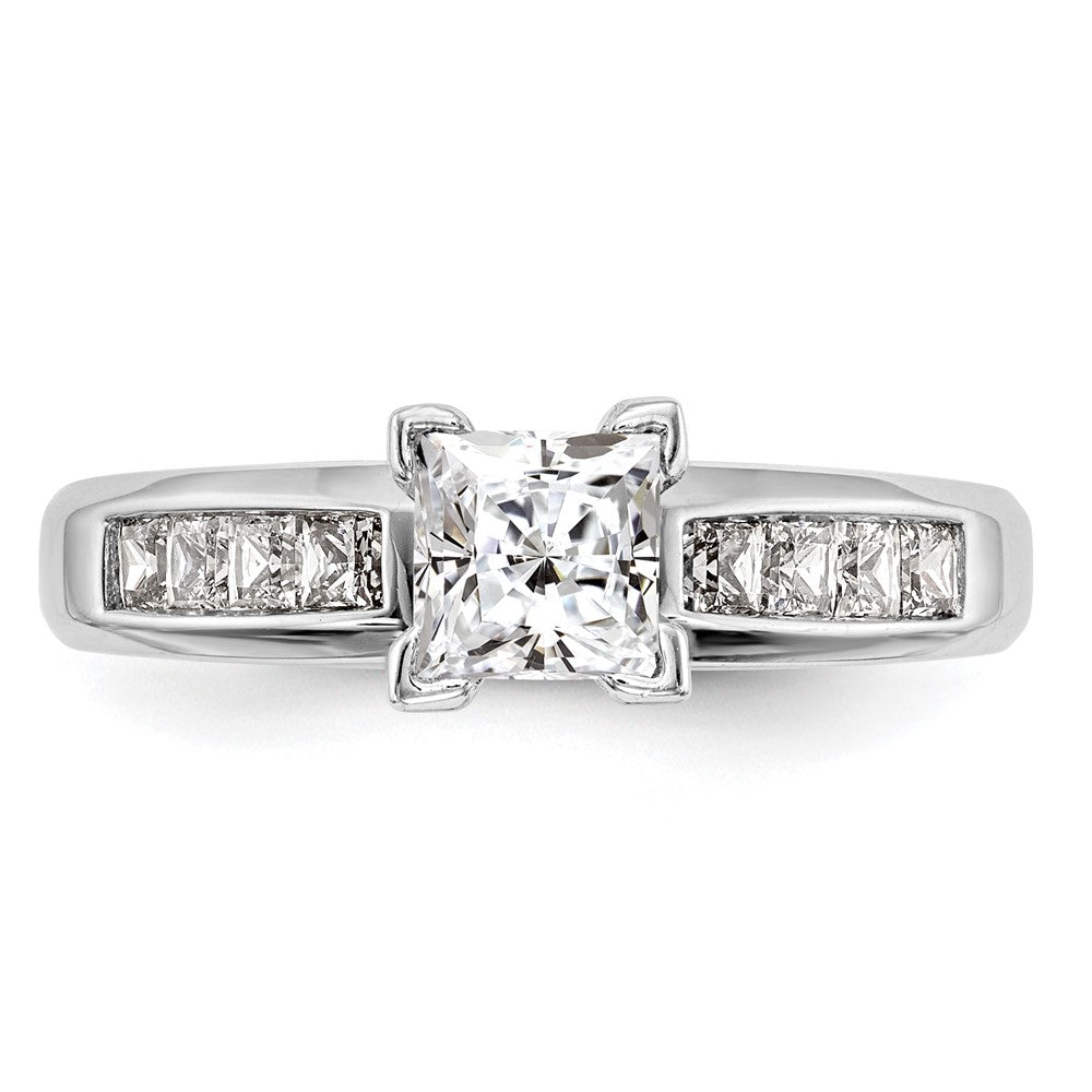 14K White Gold Peg Set 1/2 carat Channel-set Princess Diamond Semi-mount Engagement Ring