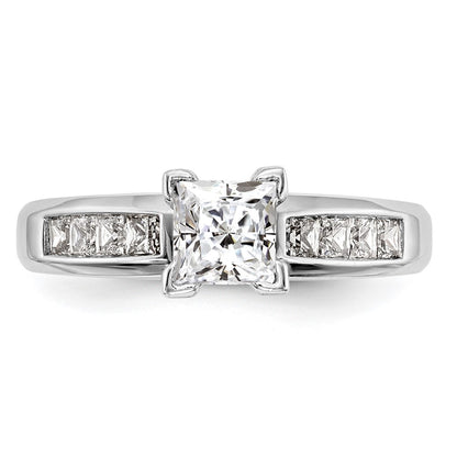 14K White Gold Peg Set 1/2 carat Channel-set Princess Diamond Semi-mount Engagement Ring